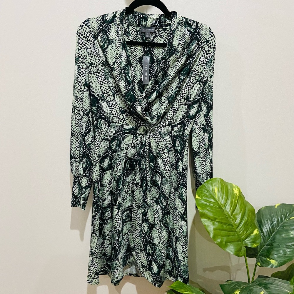 🆕The limited green snakeskin print dress -xs